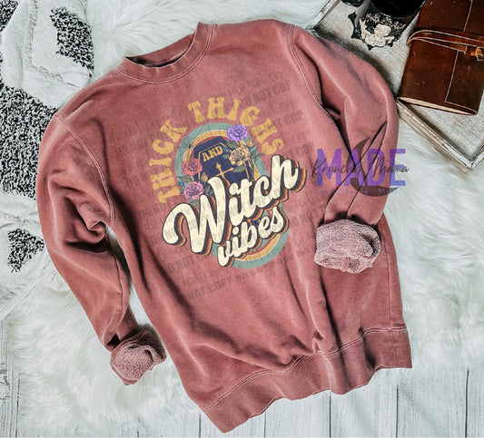 Thick Thighs & Witch Vibes Retro Crewneck