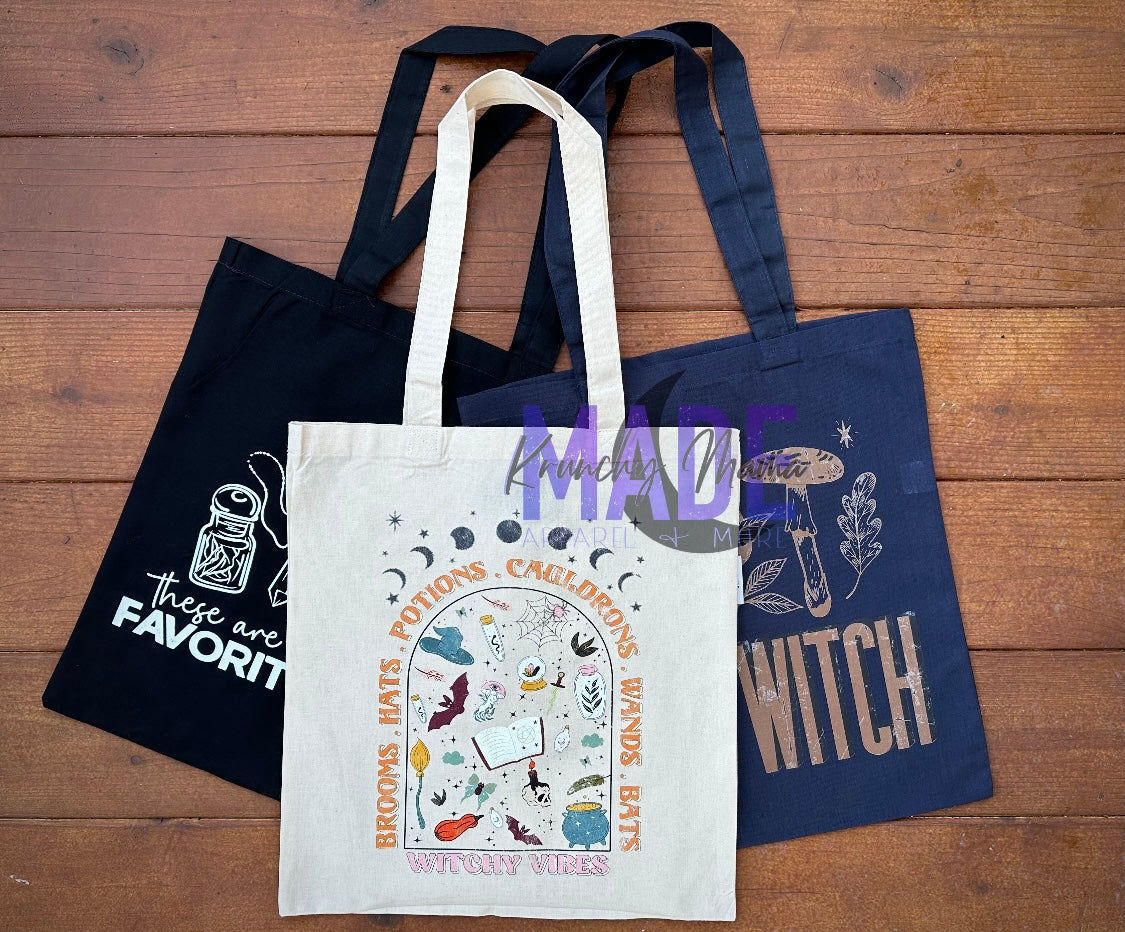 Witchy Vibes Natural 100% Organic Cotton Tote Bag