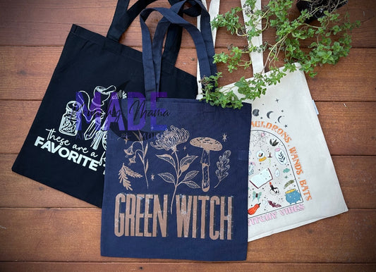 Green Witch Navy Tote Bag
